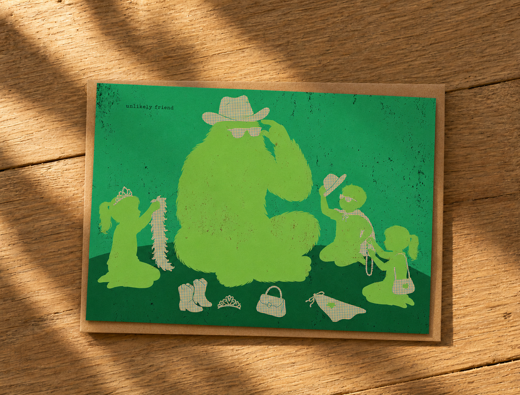 UNLIKELY FRIEND - greeting card with envelope - single and multi pack. Free shipping