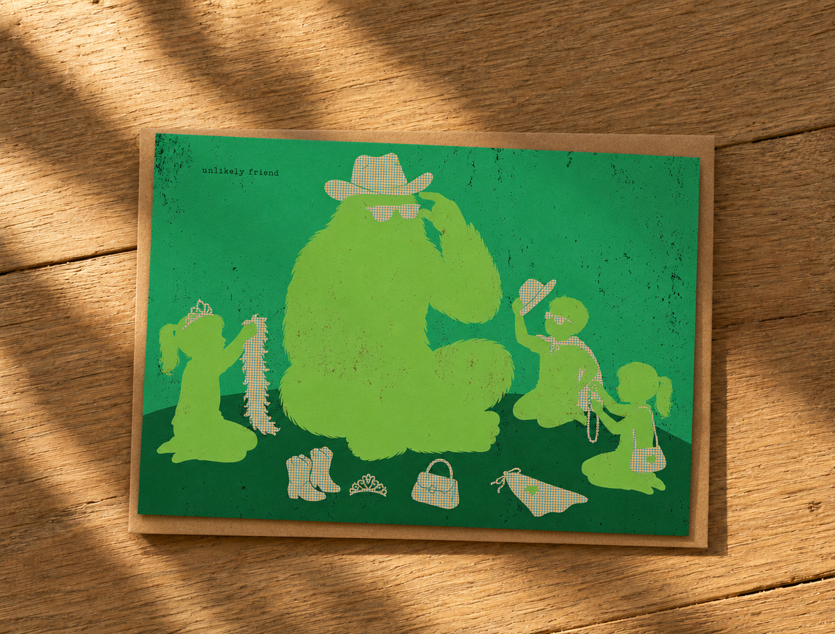 UNLIKELY FRIEND - greeting card with envelope - single and multi pack. Free shipping