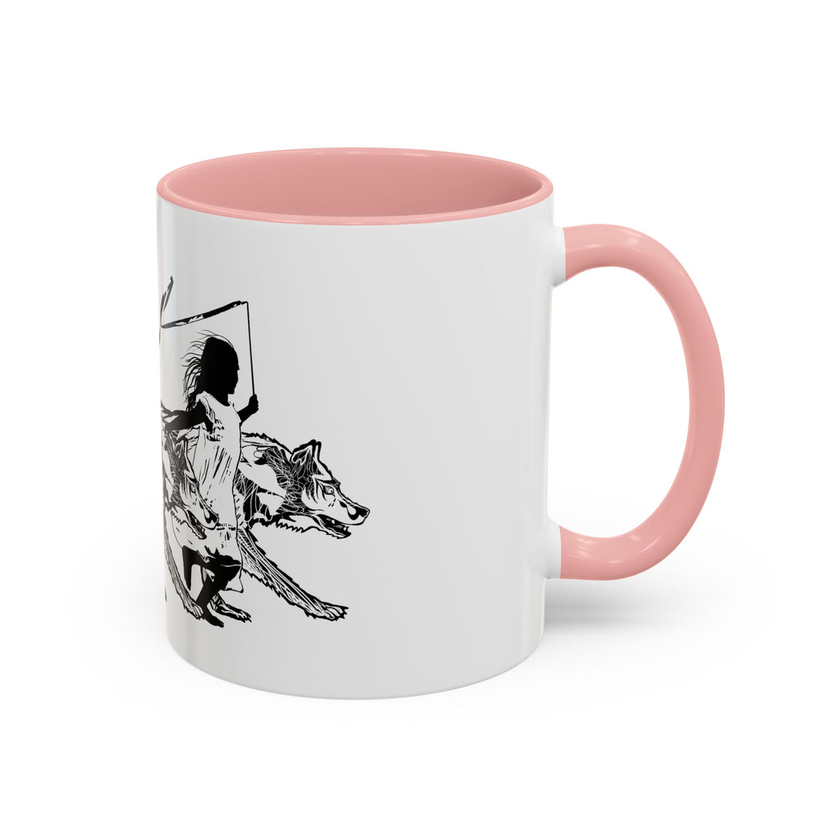 RUNNING WITH WOLVES (black and white) - Accent Coffee Mug (11 oz)