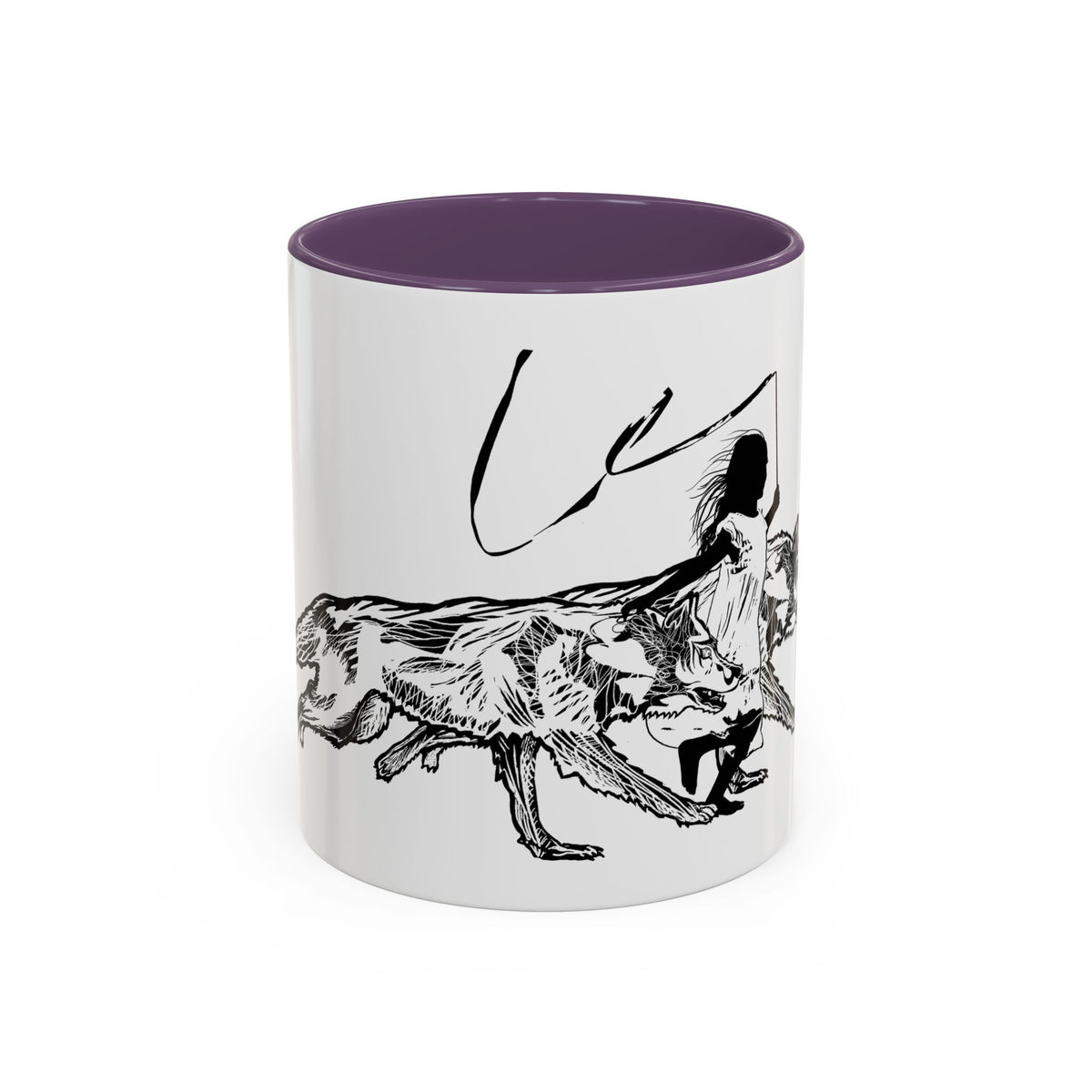 RUNNING WITH WOLVES (black and white) - Accent Coffee Mug (11 oz)