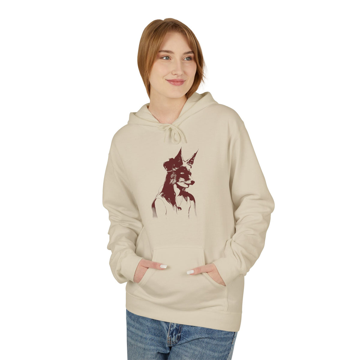 Girl With Fox Mask - Unisex Fleece Hoodie - FREE SHIPPING