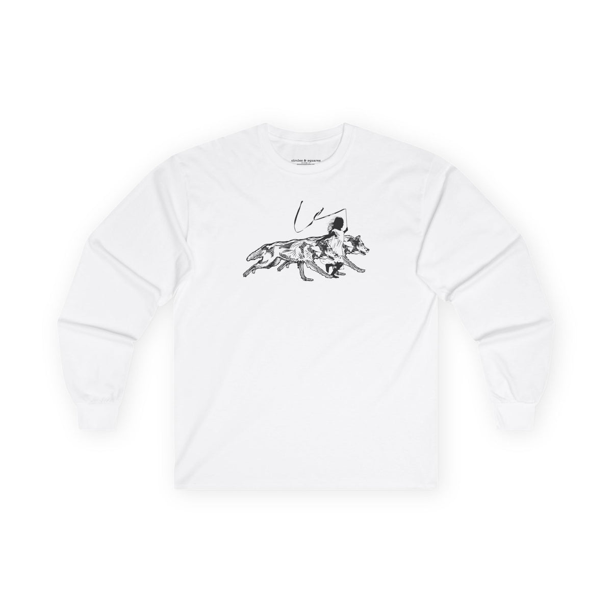 RUNNING WITH WOLVES - Black and White - long sleeve unisex tee for men and women