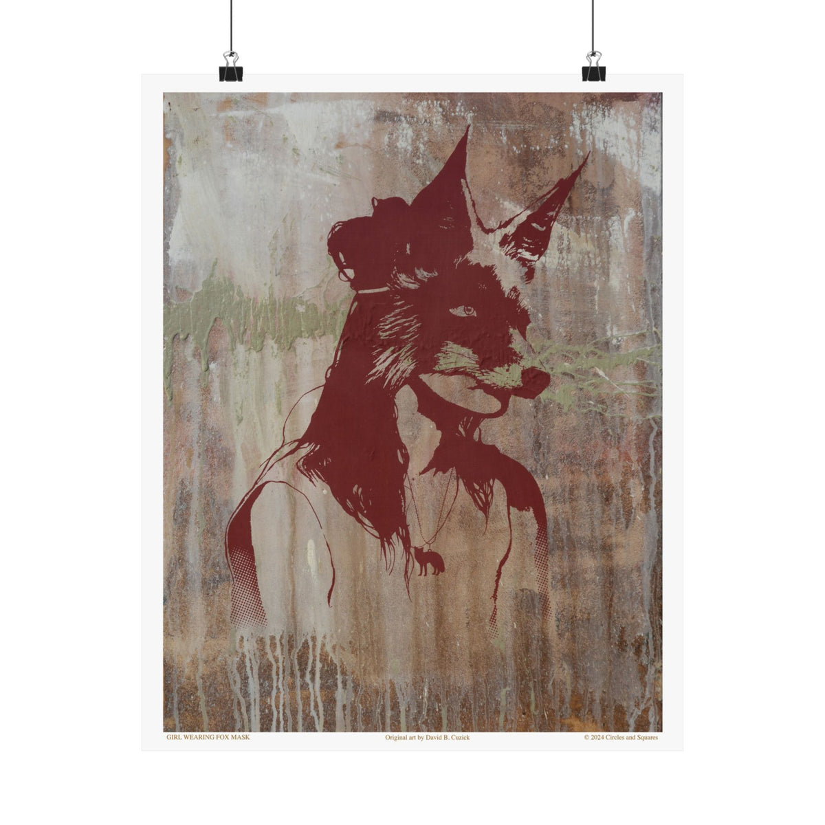 GIRL WEARING FOX MASK - poster - 3 sizes