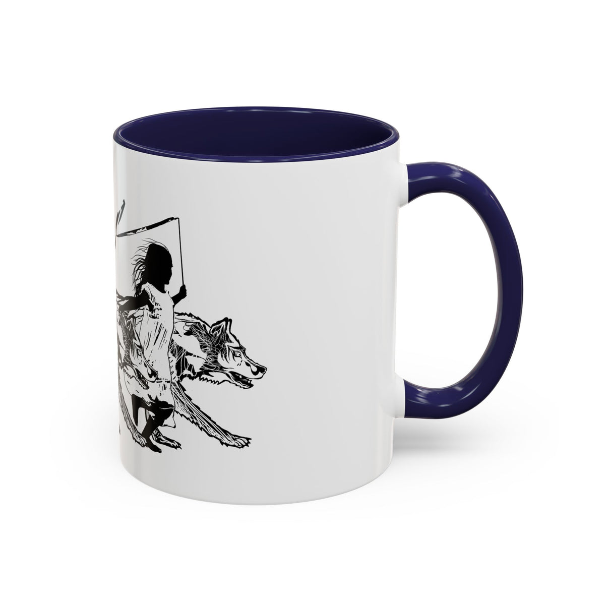 RUNNING WITH WOLVES (black and white) - Accent Coffee Mug (11 oz)