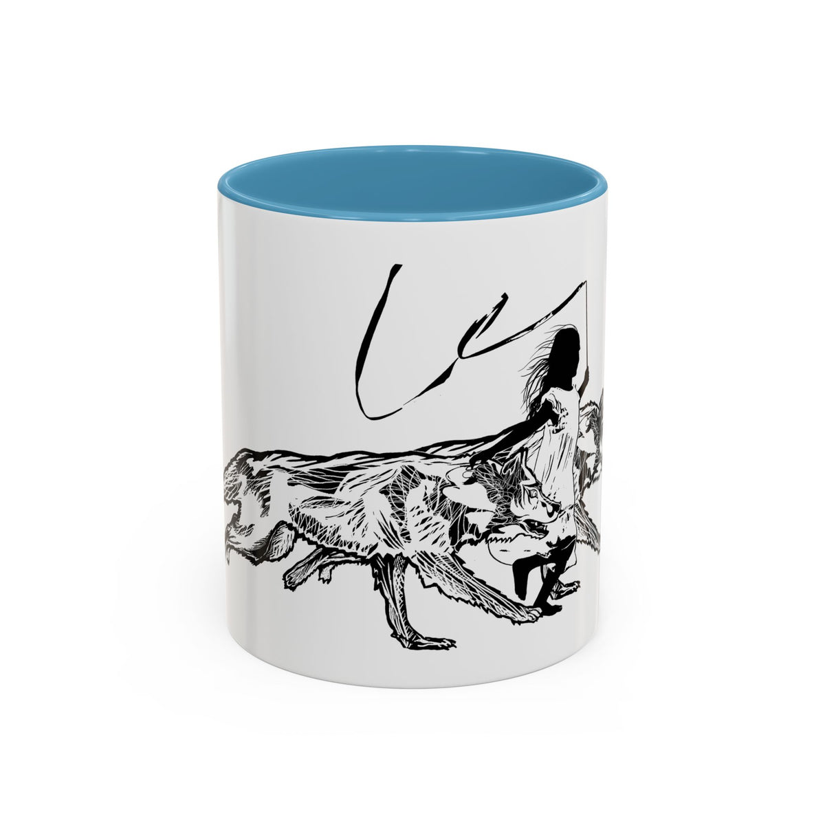 RUNNING WITH WOLVES (black and white) - Accent Coffee Mug (11 oz)