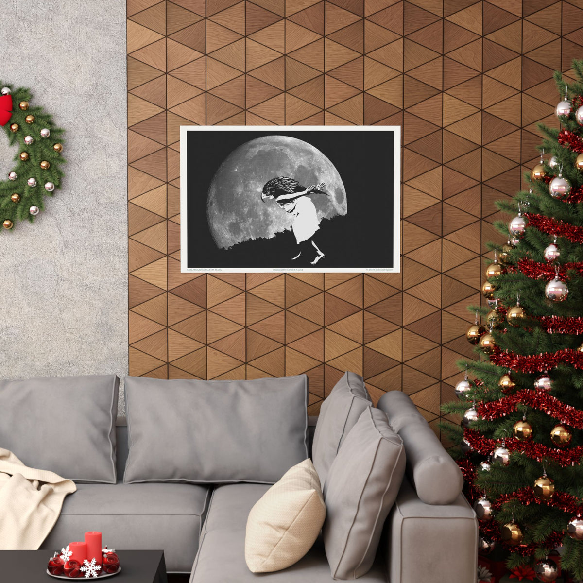 GIRL WITH FALCON MASK - poster - 3 sizes