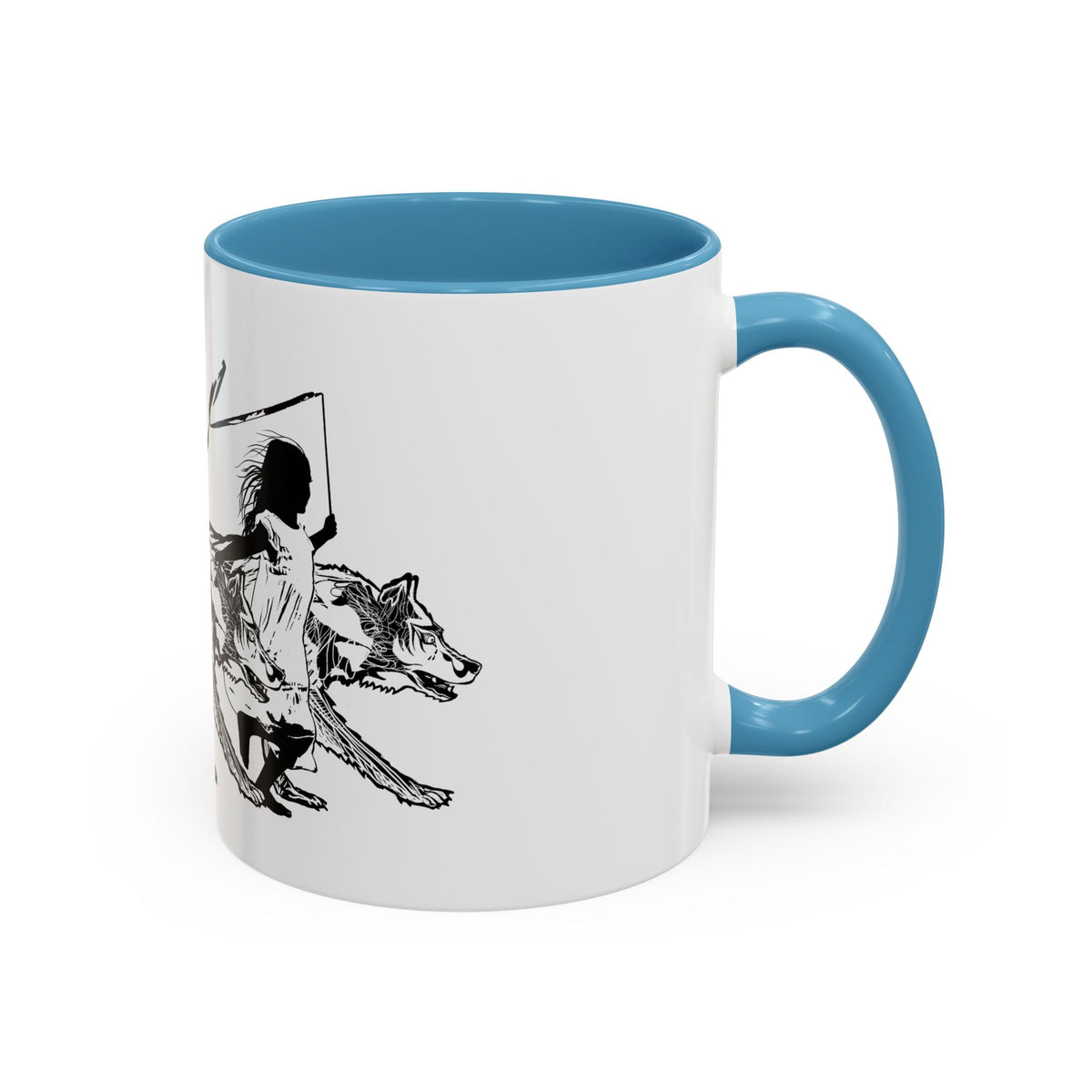 RUNNING WITH WOLVES (black and white) - Accent Coffee Mug (11 oz)