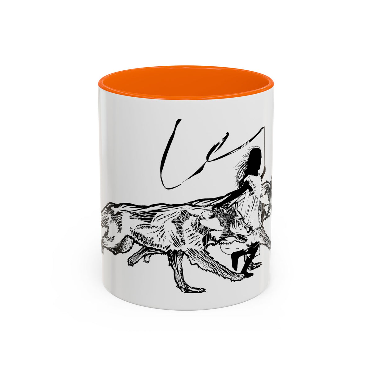 RUNNING WITH WOLVES (black and white) - Accent Coffee Mug (11 oz)