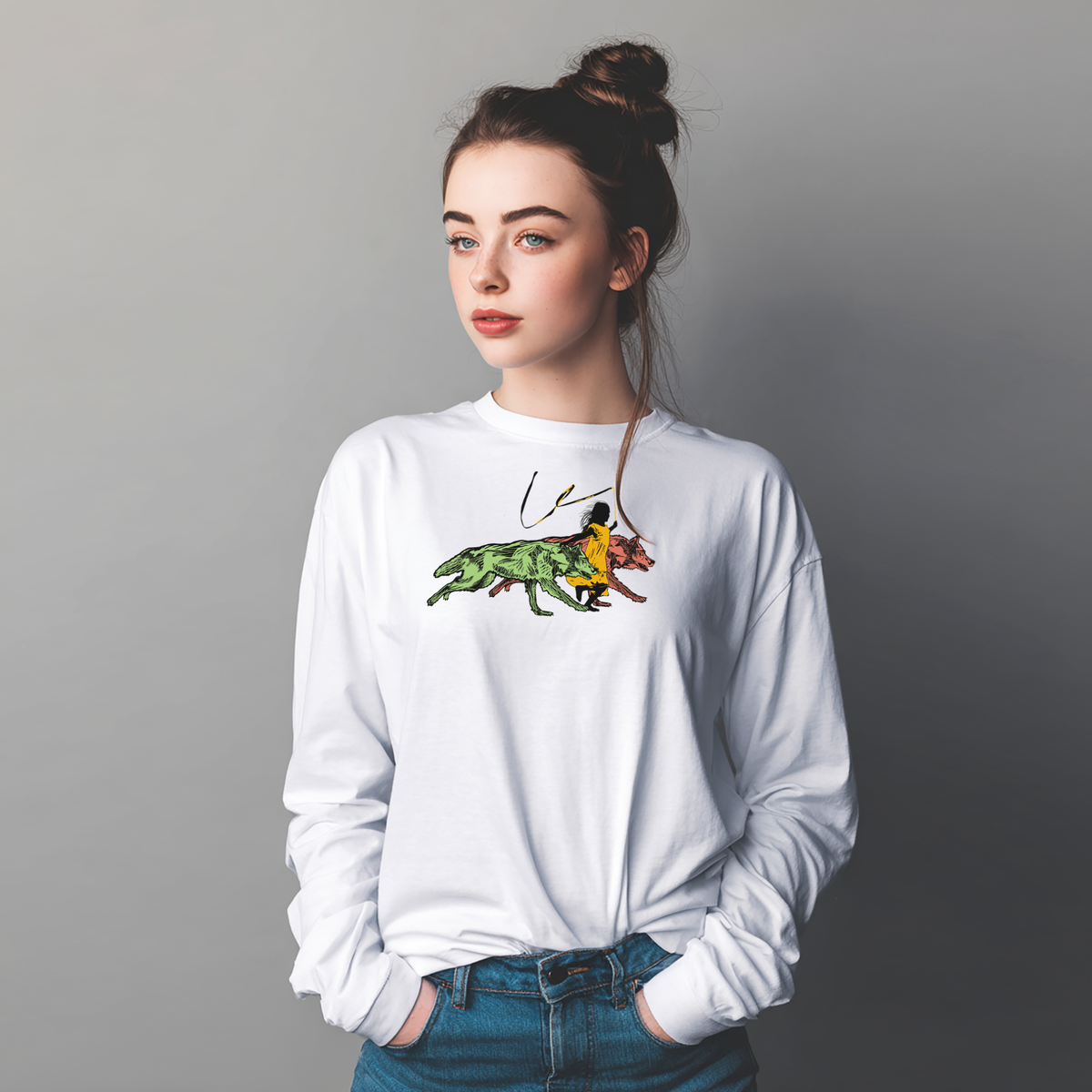RUNNING WITH WOLVES - color - long sleeve unisex tee for men and women