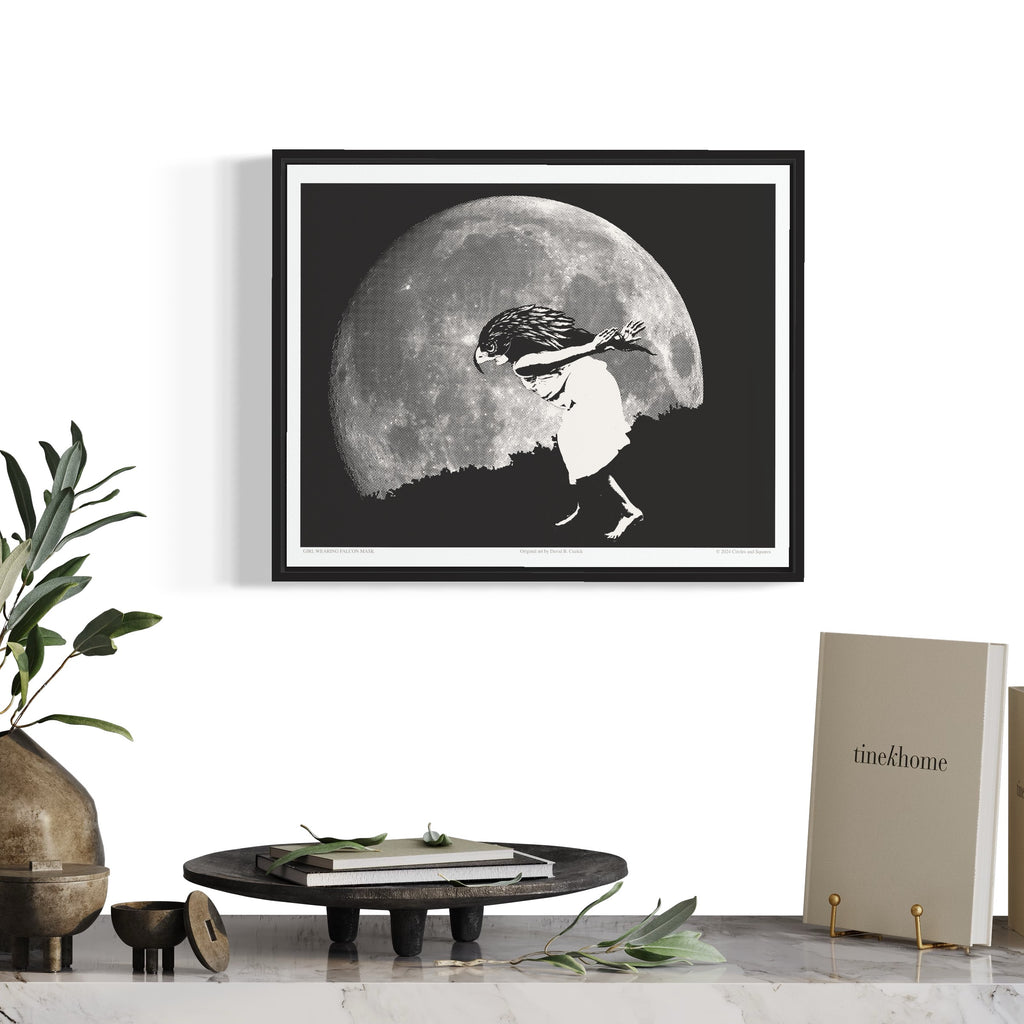 GIRL WITH FALCON MASK - poster - 3 sizes