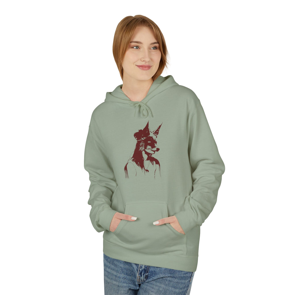 Girl With Fox Mask - Unisex Fleece Hoodie - FREE SHIPPING