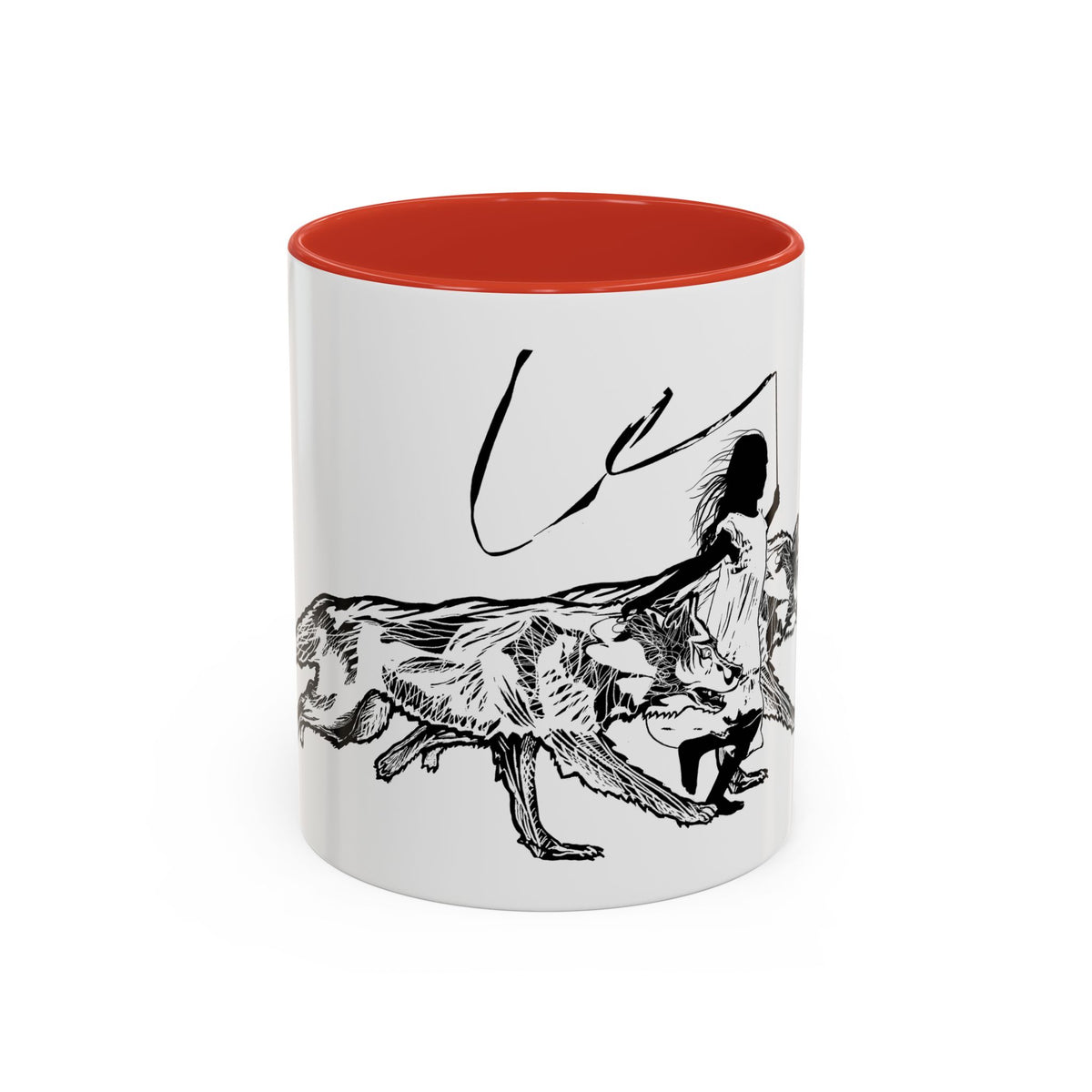 RUNNING WITH WOLVES (black and white) - Accent Coffee Mug (11 oz)