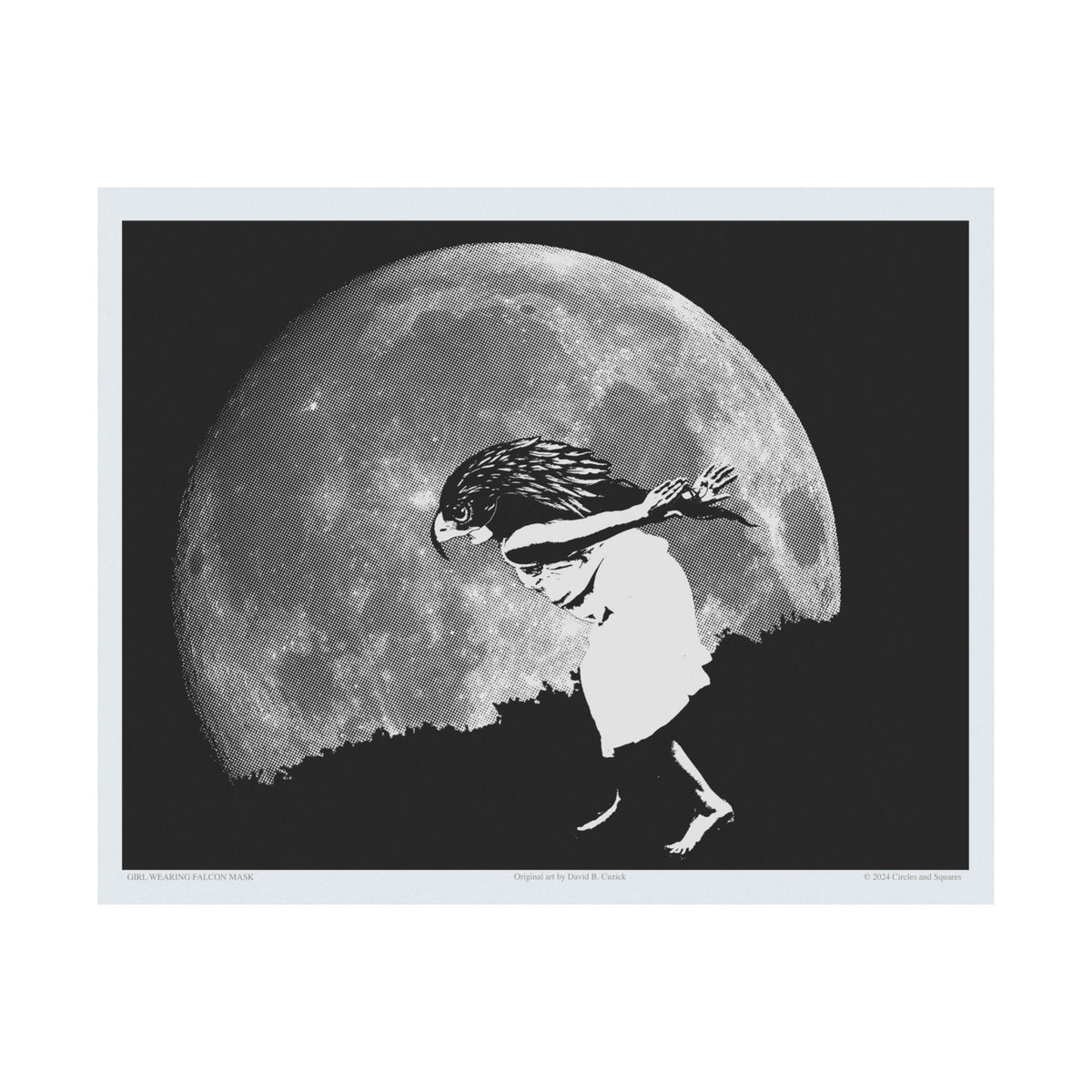 GIRL WITH FALCON MASK - poster - 3 sizes