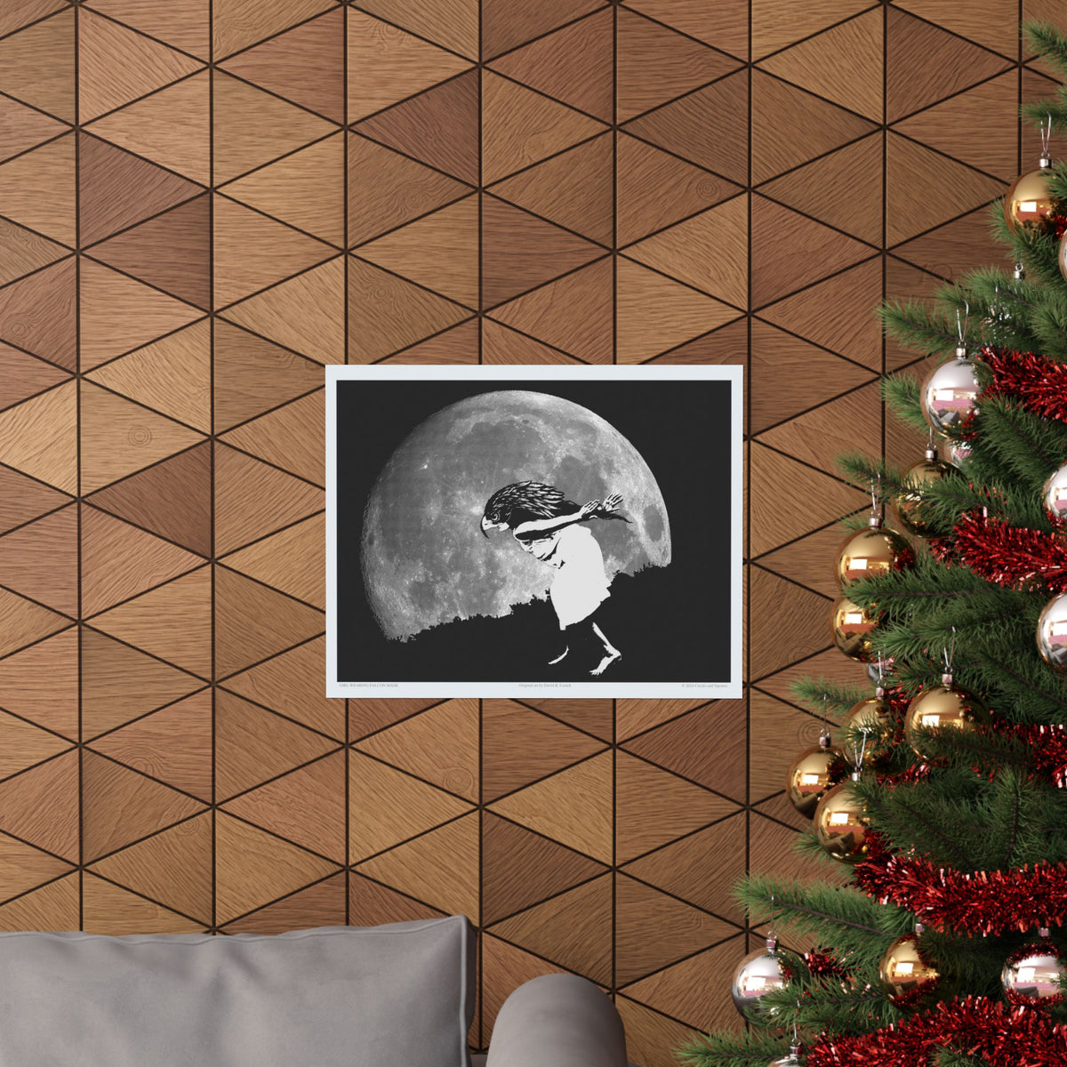 GIRL WITH FALCON MASK - poster - 3 sizes