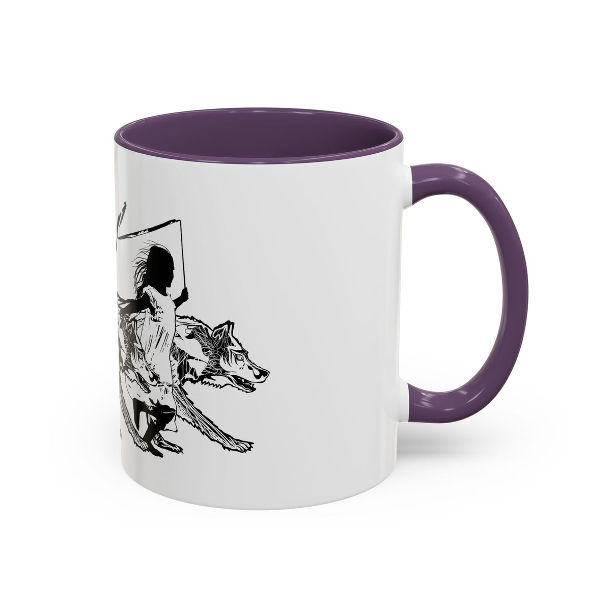 RUNNING WITH WOLVES (black and white) - Accent Coffee Mug (11 oz)