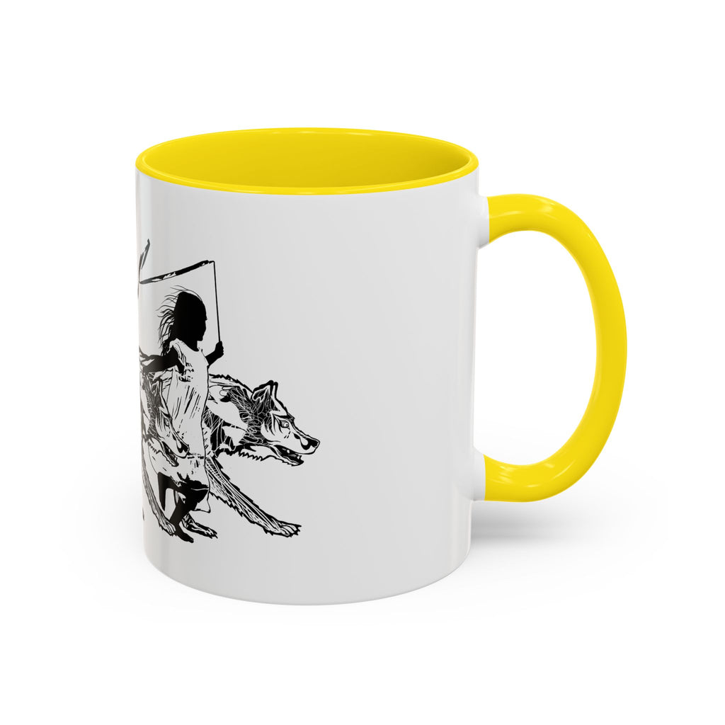 RUNNING WITH WOLVES (black and white) - Accent Coffee Mug (11 oz)