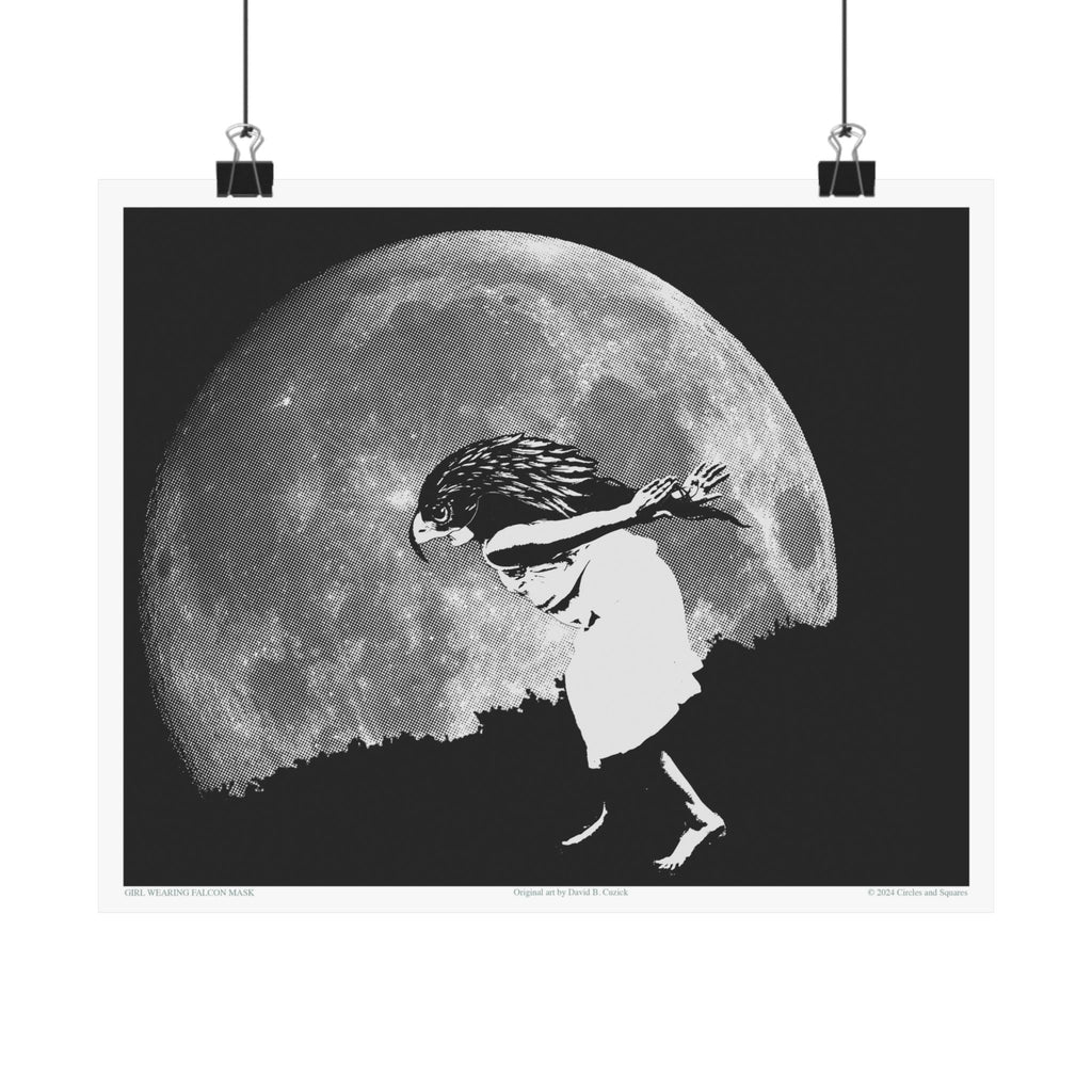 GIRL WITH FALCON MASK - poster - 3 sizes