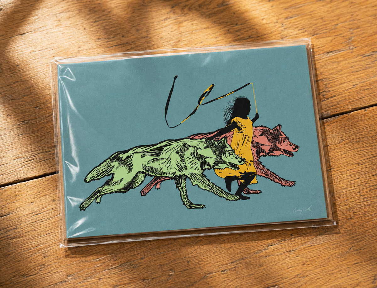 RUNNING WITH WOLVES - greeting card with envelope - single and multi pack. Free shipping