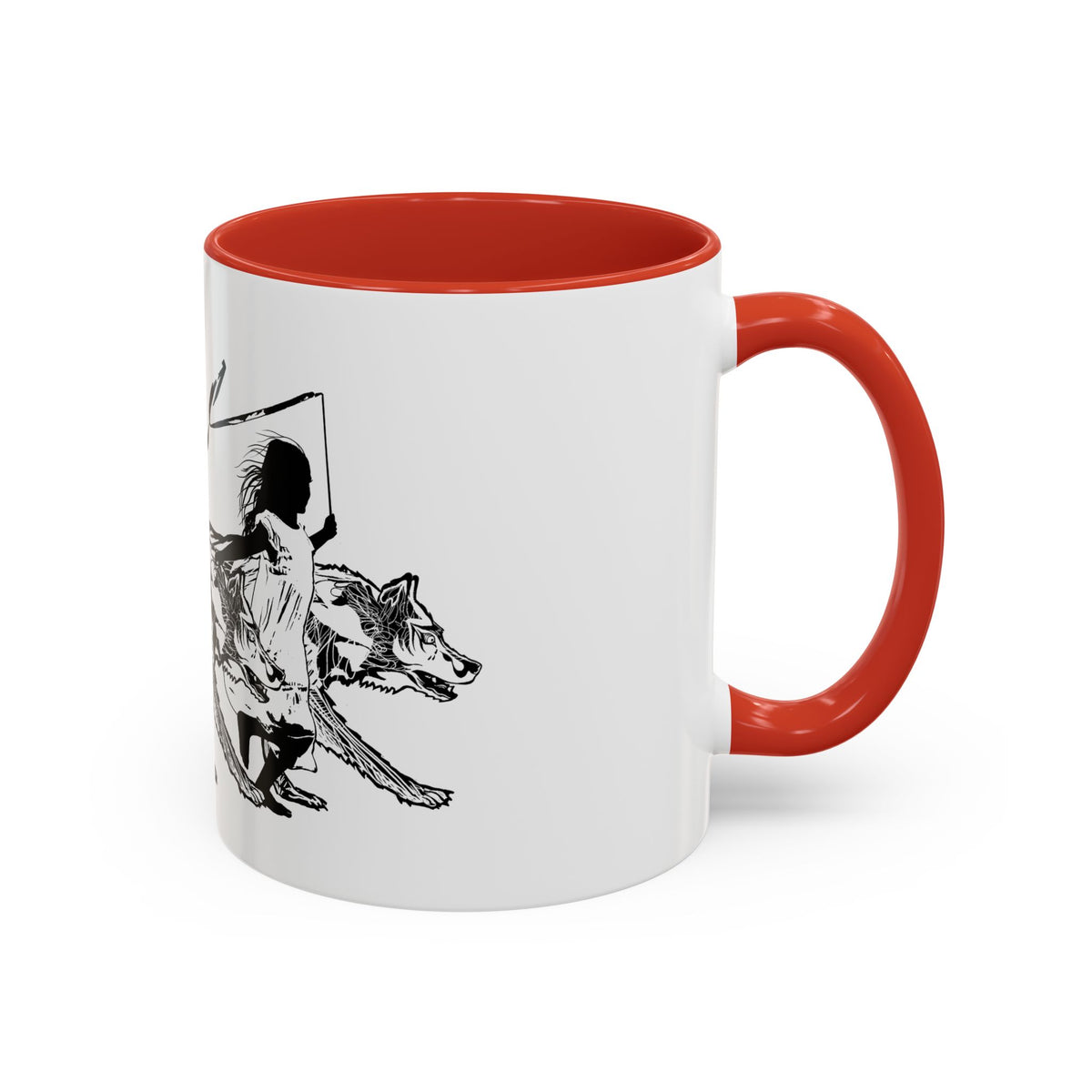 RUNNING WITH WOLVES (black and white) - Accent Coffee Mug (11 oz)