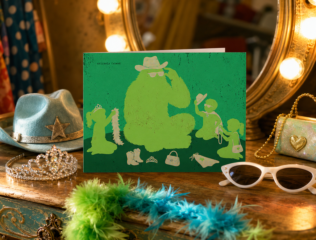 UNLIKELY FRIEND - greeting card with envelope - single and multi pack. Free shipping
