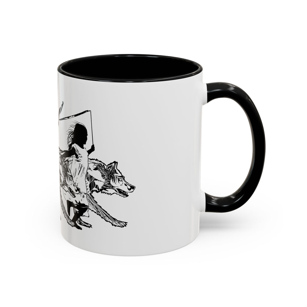 RUNNING WITH WOLVES (black and white) - Accent Coffee Mug (11 oz)