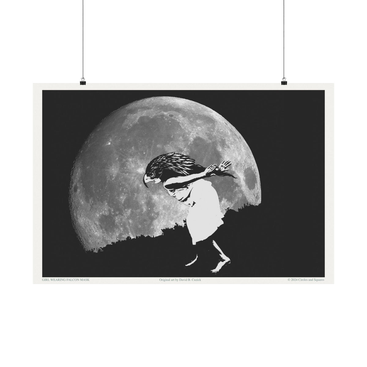 GIRL WITH FALCON MASK - poster - 3 sizes