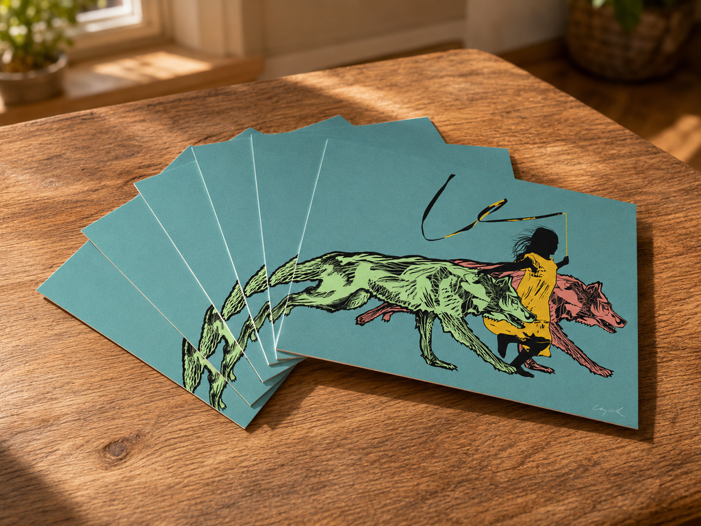 RUNNING WITH WOLVES - greeting card with envelope - single and multi pack. Free shipping