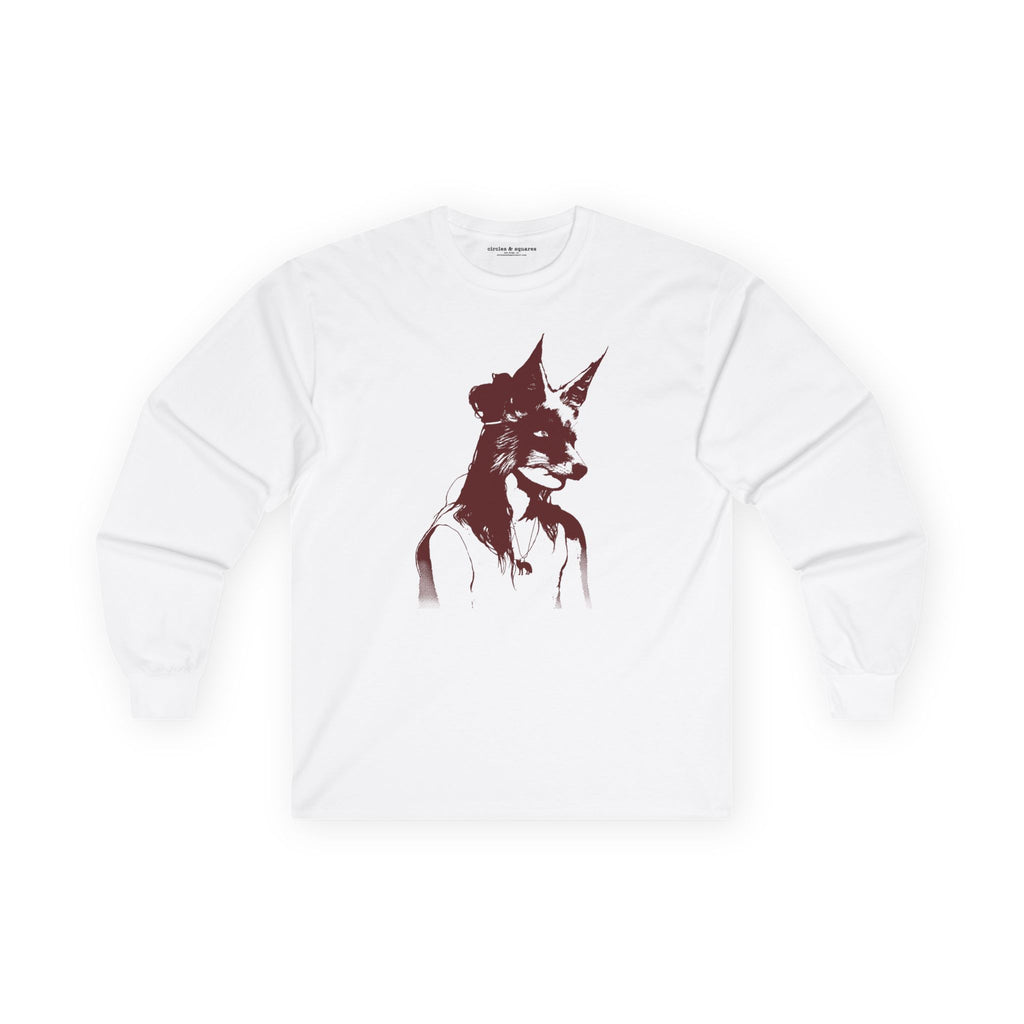 GIRL WEARING FOX MASK - long sleeve unisex tee for men and women