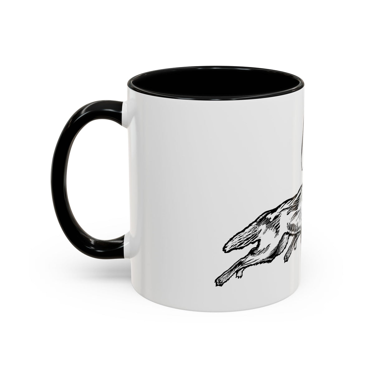 RUNNING WITH WOLVES (black and white) - Accent Coffee Mug (11 oz)