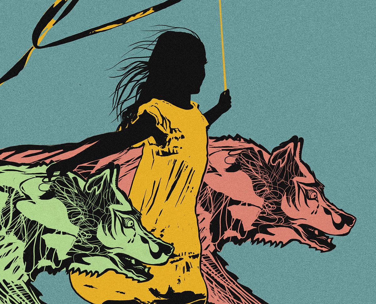 RUNNING WITH WOLVES - Canvas Print - 2 sizes, 2 COLORS - FREE SHIPPING