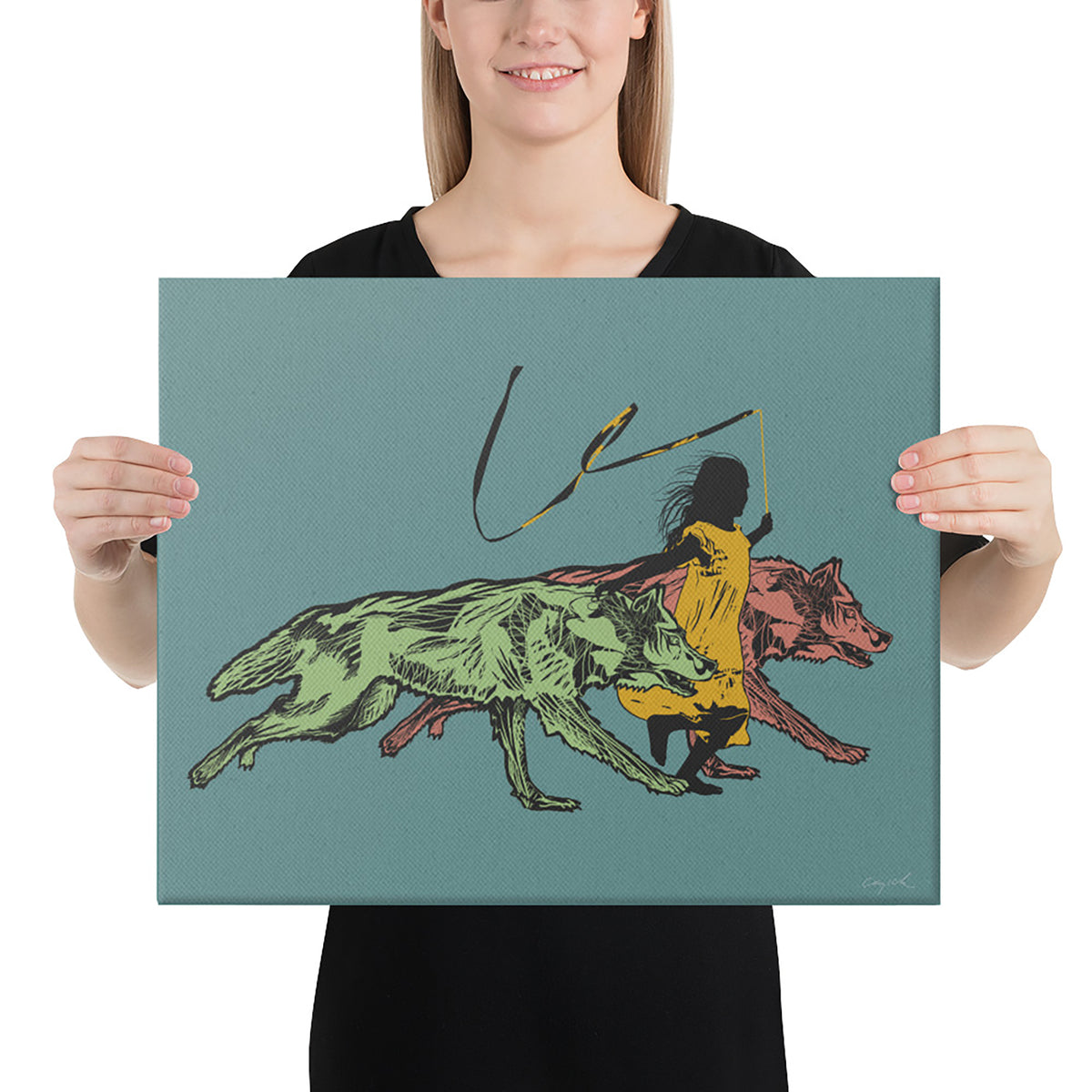 RUNNING WITH WOLVES - Canvas Print - 2 sizes, 2 COLORS - FREE SHIPPING
