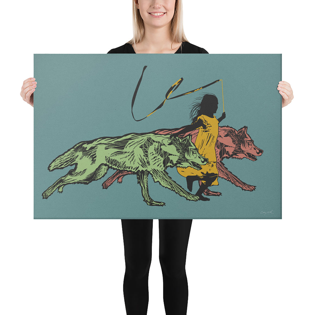 RUNNING WITH WOLVES - Canvas Print - 2 sizes, 2 COLORS - FREE SHIPPING