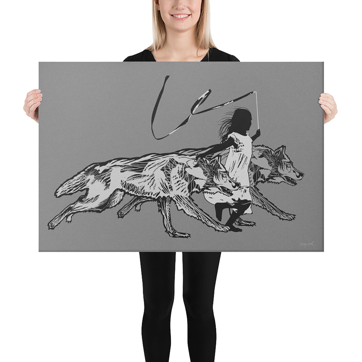 RUNNING WITH WOLVES - Canvas Print - 2 sizes, 2 COLORS - FREE SHIPPING