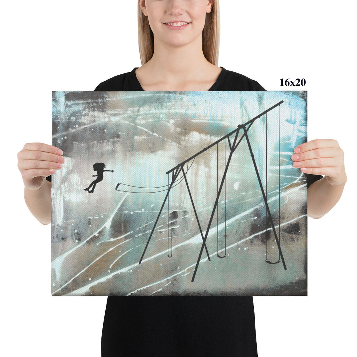 JUMP (girl - colorful) - Canvas Print - 2 sizes - FREE SHIPPING