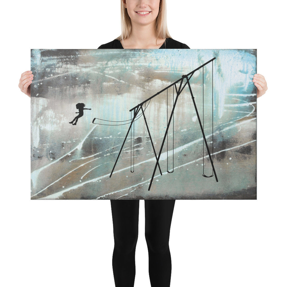 JUMP (girl - colorful) - Canvas Print - 2 sizes - FREE SHIPPING