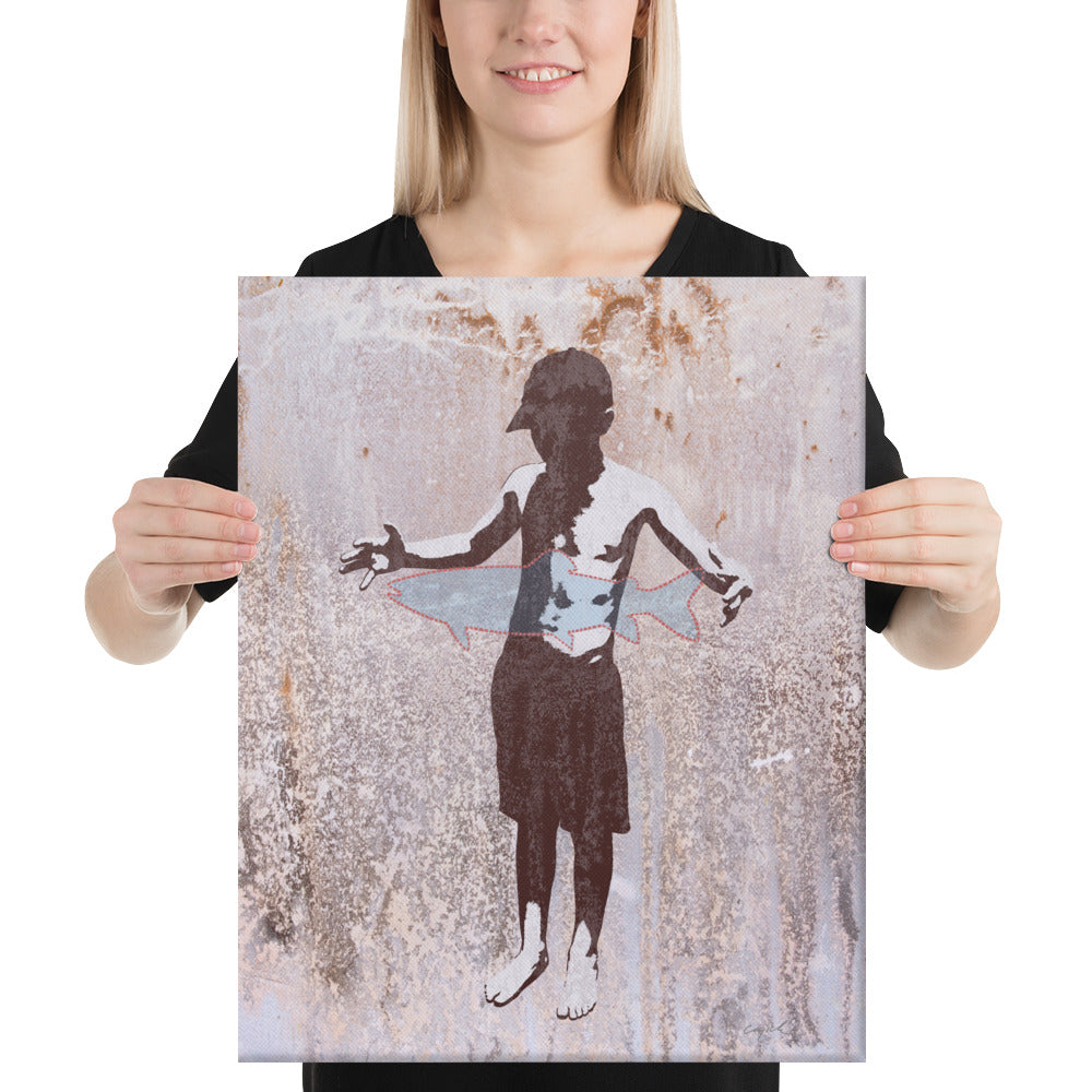 A FISH STORY (version 2) - - Canvas Print - 2 sizes - FREE SHIPPING