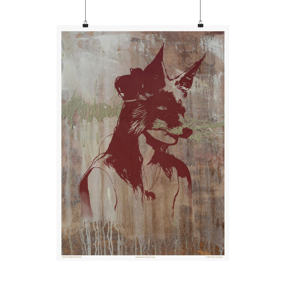 GIRL WEARING FOX MASK - poster - 3 sizes