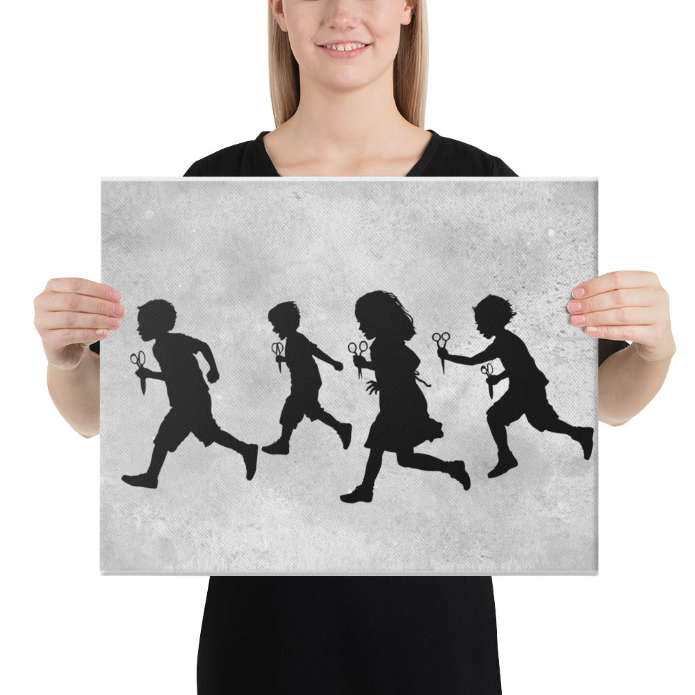 RUNNING WITH SCISSORS - Canvas Print - 2 sizes - FREE SHIPPING