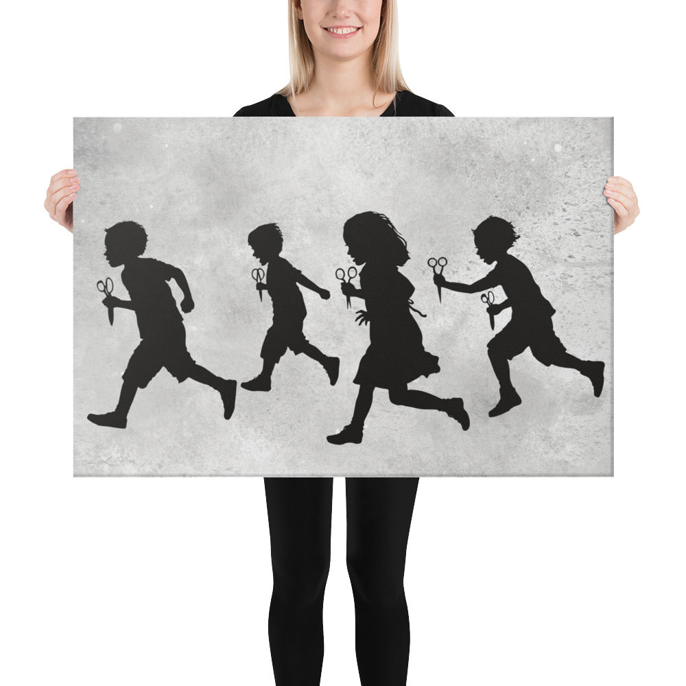 RUNNING WITH SCISSORS - Canvas Print - 2 sizes - FREE SHIPPING
