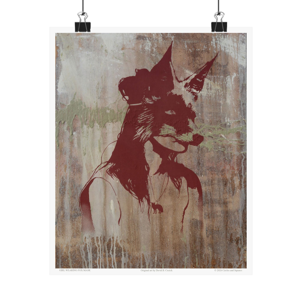 GIRL WEARING FOX MASK - poster - 3 sizes