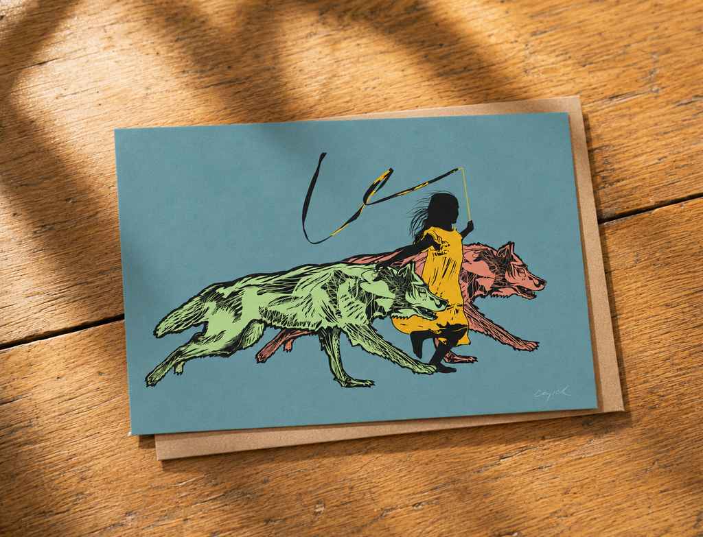RUNNING WITH WOLVES - greeting card with envelope - single and multi pack. Free shipping