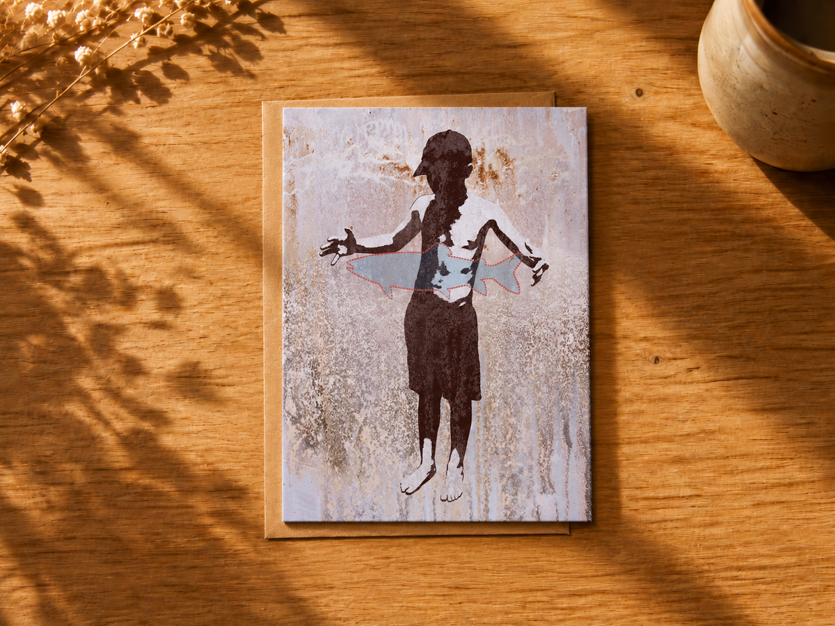 A FISH STORY - greeting card with envelope - single and multi pack. Free shipping