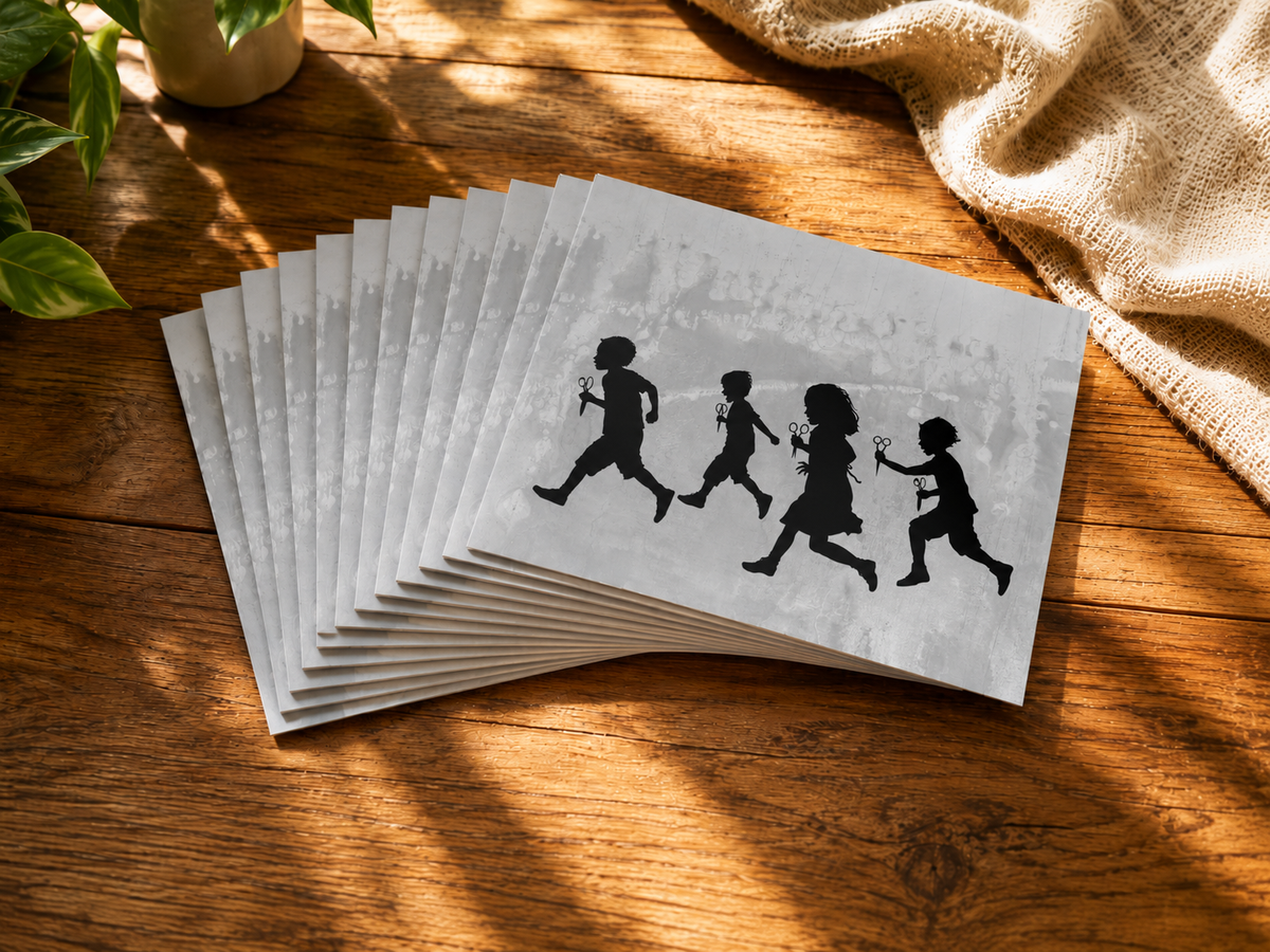 RUNNING WITH SCISSORS - greeting card with envelope - single and multi pack. Free shipping