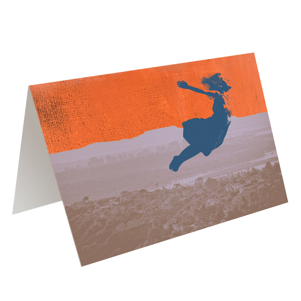 FLYING DREAM - girl - greeting card with envelope - single and multi pack. Free shipping