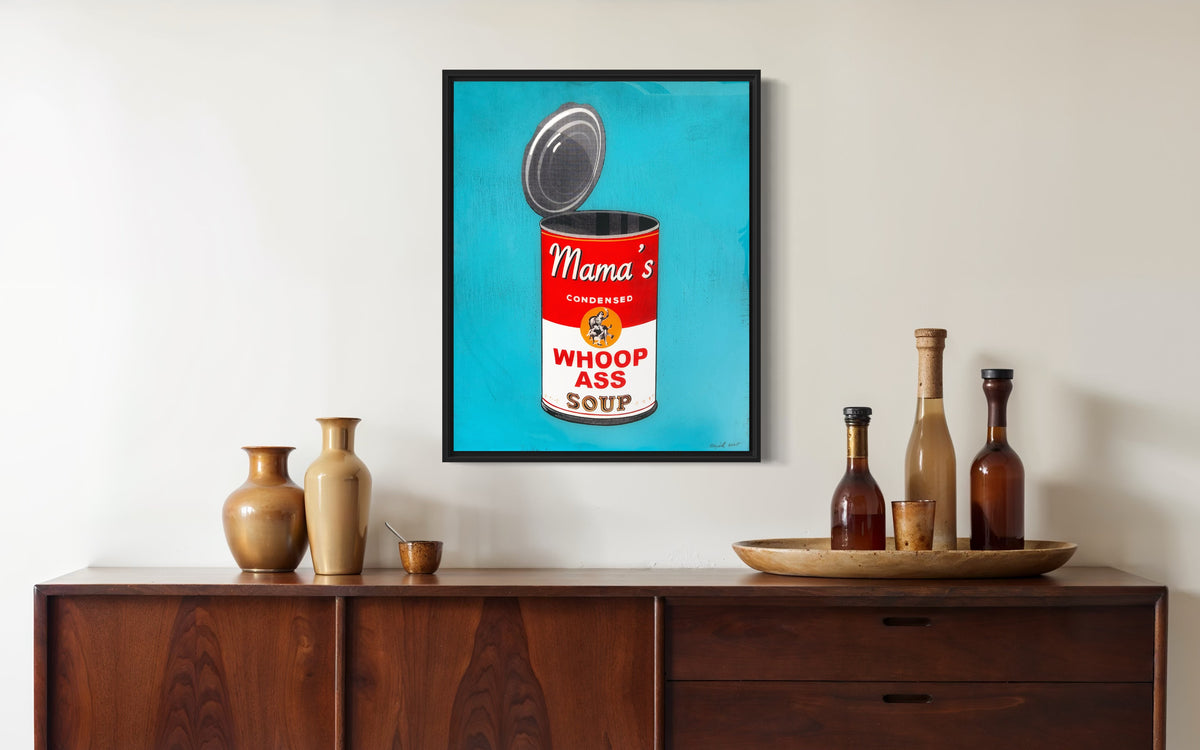 WHOOP ASS #1 of 2- limited edition painting and 6 color screen print on wood with resin finish