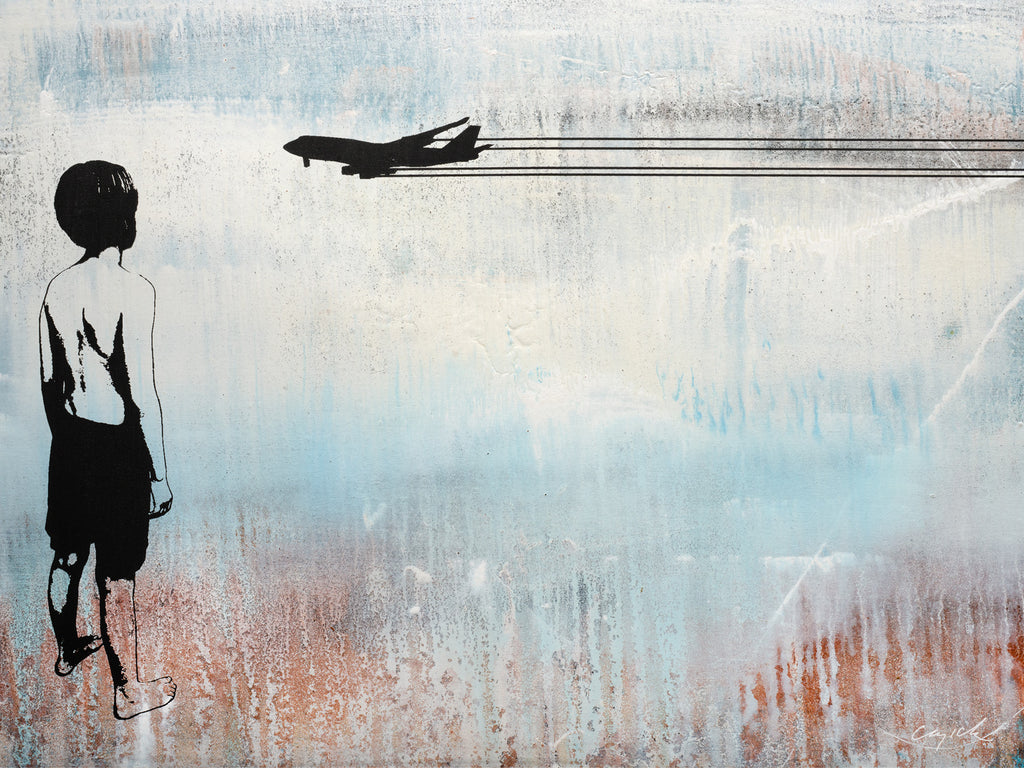 About WONDER:

The scene symbolizes the departure of the old and the creation of a clean slate, paving the way for new beginnings. The jet becomes a metaphor for the boy's imagination taking flight, leaving room for unexplored possibilities. The image embodies the spirit of contemplation and optimism, marking the juncture between what was and what lay ahead.