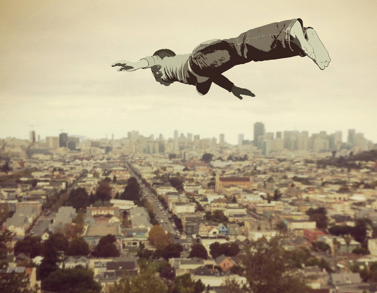 About Flying Dream:

This design is for anyone who has ever enjoyed a flying dream; and I hope that you have. I had them a lot as a kid. At times, I could barely lift off the ground. Other times, I would shoot into the sky with the speed of a rocket. These dreams excited me, but were also a little terrifying. Once I figured out how to lucid dream, flying was my favorite pastime and it still ranks among my top favorite things to do in the dream world.

