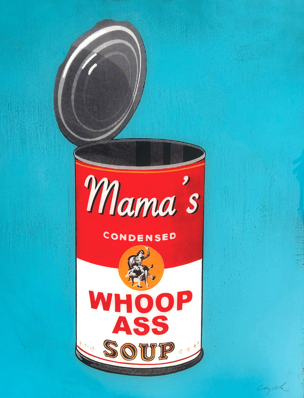 About WHOOP-ASS

Depending on how you were raised, you may be familiar with "Don't make me open up this can of whoop-ass on you." My parents never said this exactly, but it was understood. Growing up in the prepackaged era of the 1970s and 80s, everything convenient and at the ready, I love the idea of canned whoop-ass. Just open it up and unleash it! It was said often as a gibe between friends while wrestling, or taunting one another. Open up a can today!
