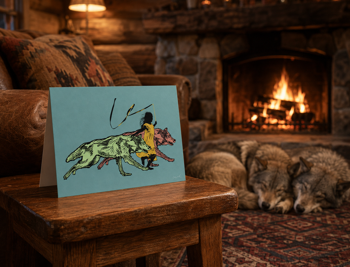 RUNNING WITH WOLVES - greeting card with envelope - single and multi pack. Free shipping