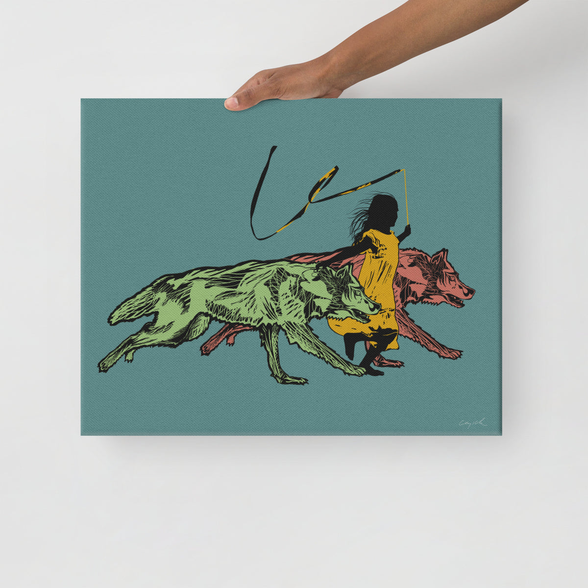 RUNNING WITH WOLVES - Canvas Print - 2 sizes, 2 COLORS - FREE SHIPPING